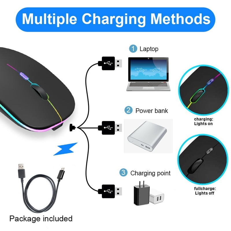 Mouse Wireless Bluetooth RGB Recarregável iMice